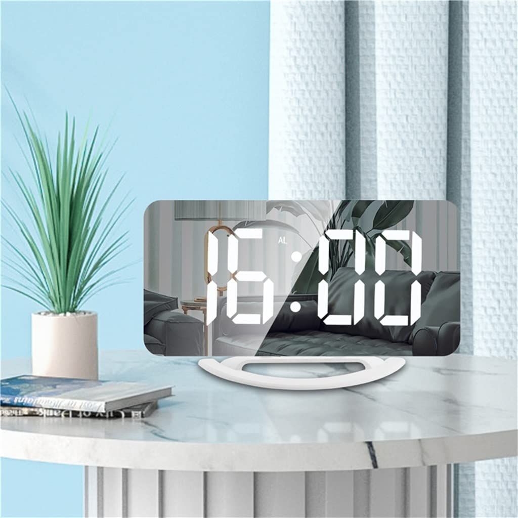 Digital Alarm Clock,6" Large LED Display Charger Ports | Auto Dimmer Mode | Easy Snooze Function, Modern V1192-AZ-W-2718