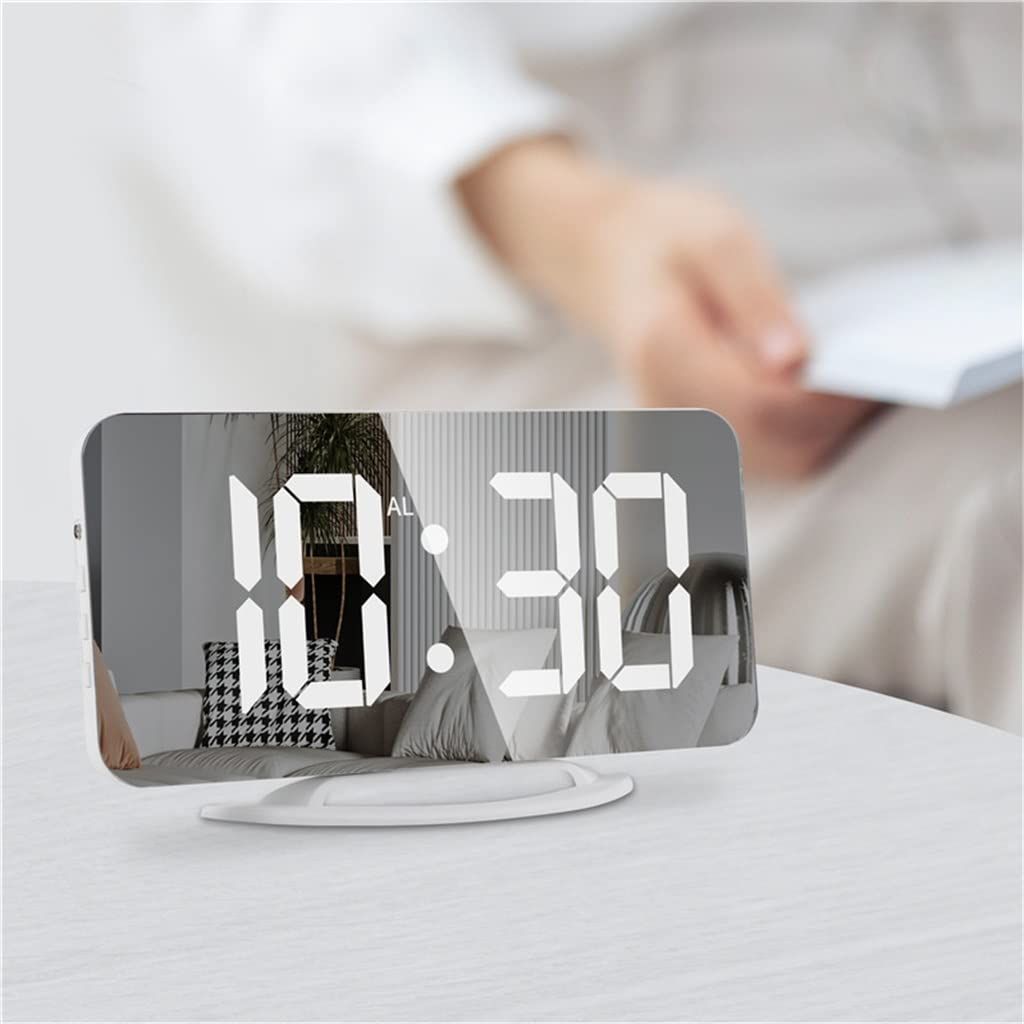 Digital Alarm Clock,6" Large LED Display Charger Ports | Auto Dimmer Mode | Easy Snooze Function, Modern V1192-AZ-W-2718