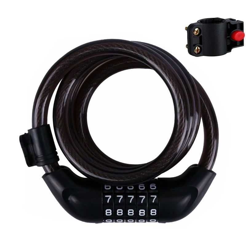 Bike Lock, Bike Locks Cable, High Security 5 Digit Resettable Combination Coiling Bicycle Lock, Heavy Duty V1192-AZ-W-2727