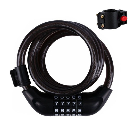 Bike Lock, Bike Locks Cable, High Security 5 Digit Resettable Combination Coiling Bicycle Lock, Heavy Duty V1192-AZ-W-2727