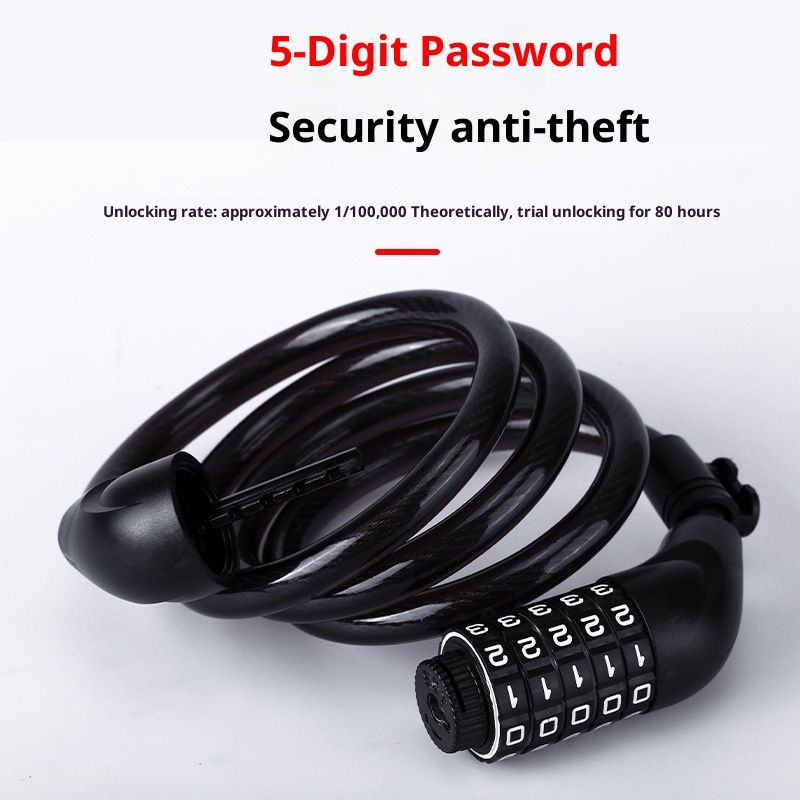 Bike Lock, Bike Locks Cable, High Security 5 Digit Resettable Combination Coiling Bicycle Lock, Heavy Duty V1192-AZ-W-2727