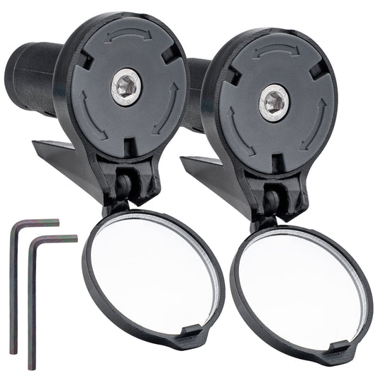 Bike Bar End Rear View Mirror 2 Pack - Adjustable HD Convex Glass Rearview Mirror for Road Bike Drop Bar End V1192-AZ-W-2735