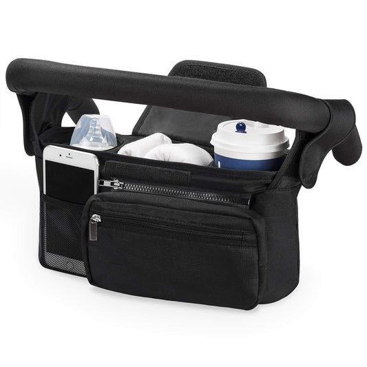 Universal Stroller Organizer with Insulated Cup Holder, Detachable Phone Bag, Shoulder Strap - Fits All V1192-AZ-W-2740