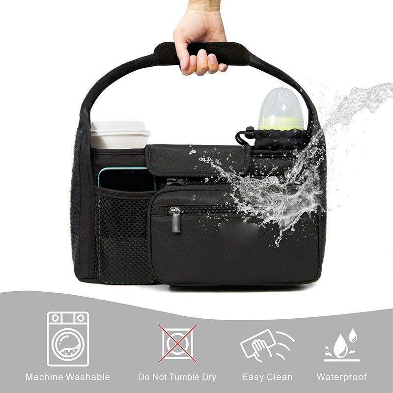Universal Stroller Organizer with Insulated Cup Holder, Detachable Phone Bag, Shoulder Strap - Fits All V1192-AZ-W-2740