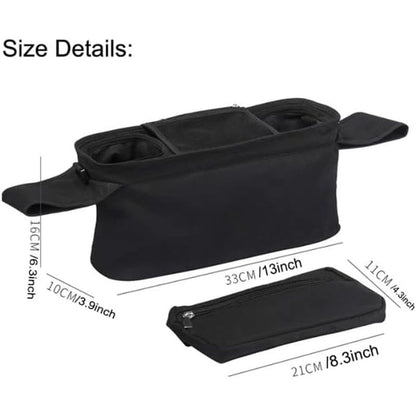 Universal Stroller Organizer with Insulated Cup Holder, Detachable Phone Bag, Shoulder Strap - Fits All V1192-AZ-W-2740