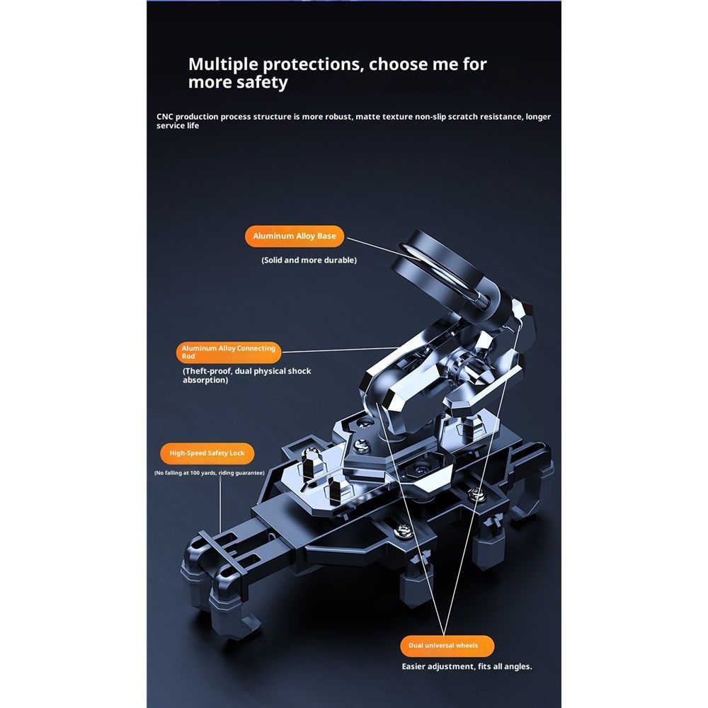 Motorcycle Phone Mount Holder - Motorcycle Cell Phone Mounts, Adjustable Bike Phone Holder,Black (handlebar V1192-AZ-W-2743