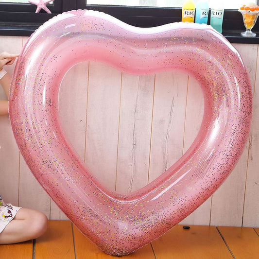 Heart Pool Float, Heart Shaped Summer Swimming Pool Float Loungers Tube Ring Floatie, Water Fun Beach Party V1192-AZ-W-2748