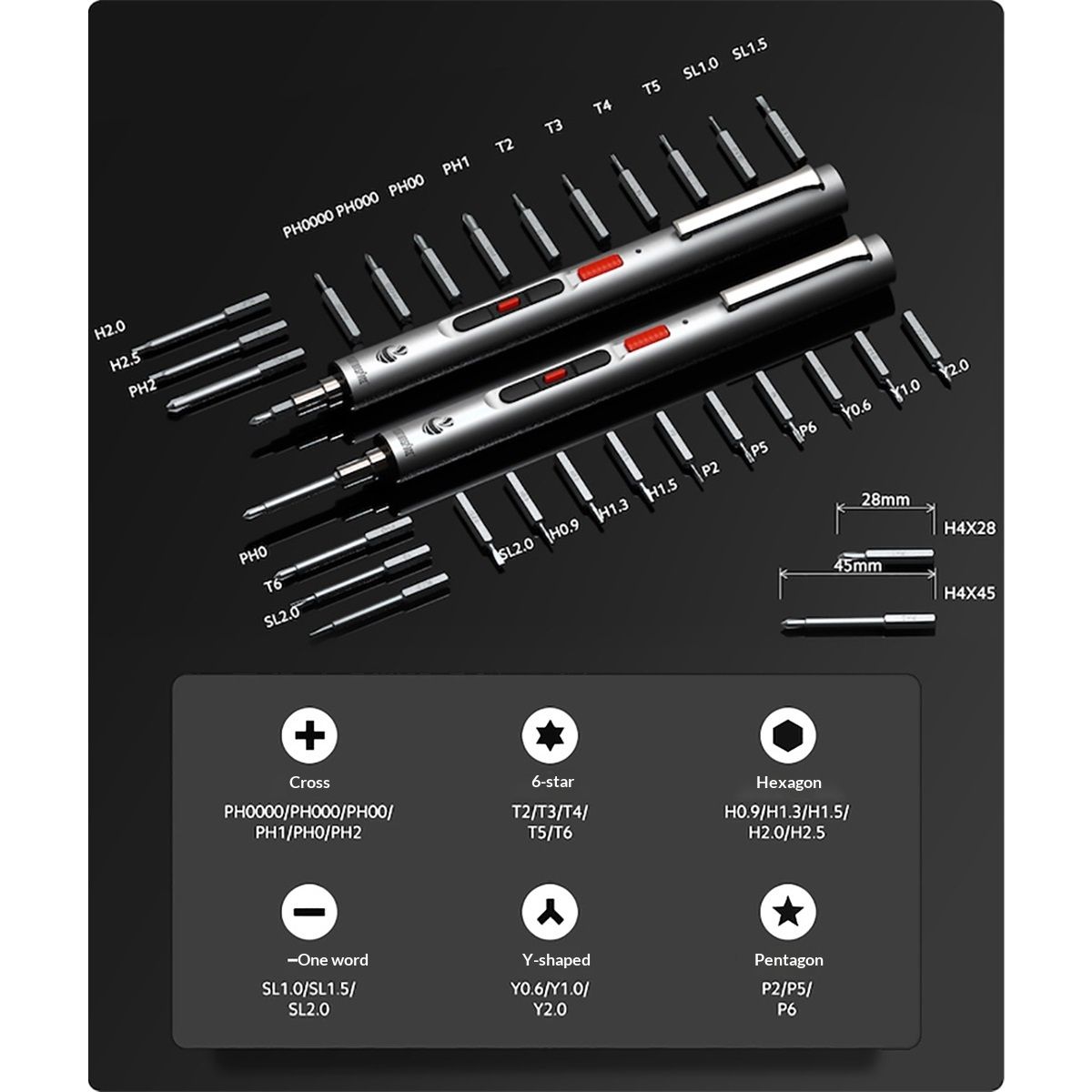 Mini Electric Screwdriver, Precision Screwdriver Set, USB-C Rechargeable, Compact Magnetic Tool for Phone, V1192-AZ-W-2751