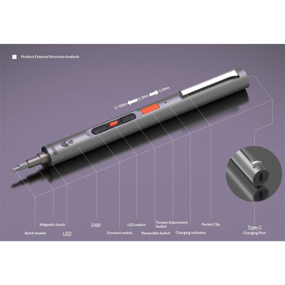 Mini Electric Screwdriver, Precision Screwdriver Set, USB-C Rechargeable, Compact Magnetic Tool for Phone, V1192-AZ-W-2751