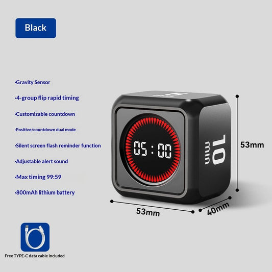 Office Desk Timer Cube, Visual Pomodoro Timer with Gravity, Countdown 5/10/25/45 Min, Rechargeable V1192-AZ-W-2754