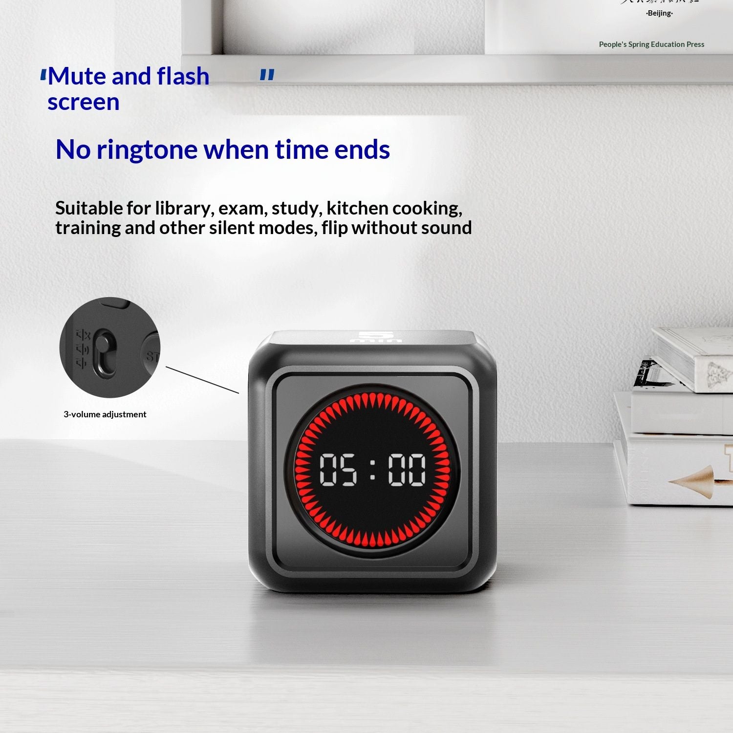 Office Desk Timer Cube, Visual Pomodoro Timer with Gravity, Countdown 5/10/25/45 Min, Rechargeable V1192-AZ-W-2754