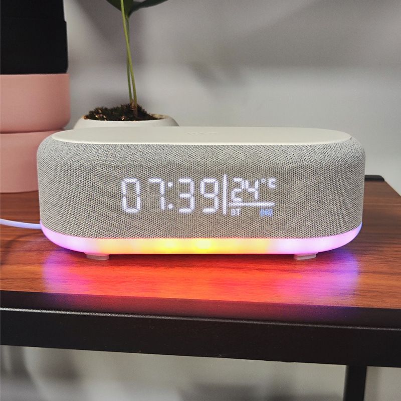 Bluetooth Wireless Speaker, Fast Charging, LED Display, USB Charger, Dimmable Night Light, Alarm Clock V1192-AZ-W-2755