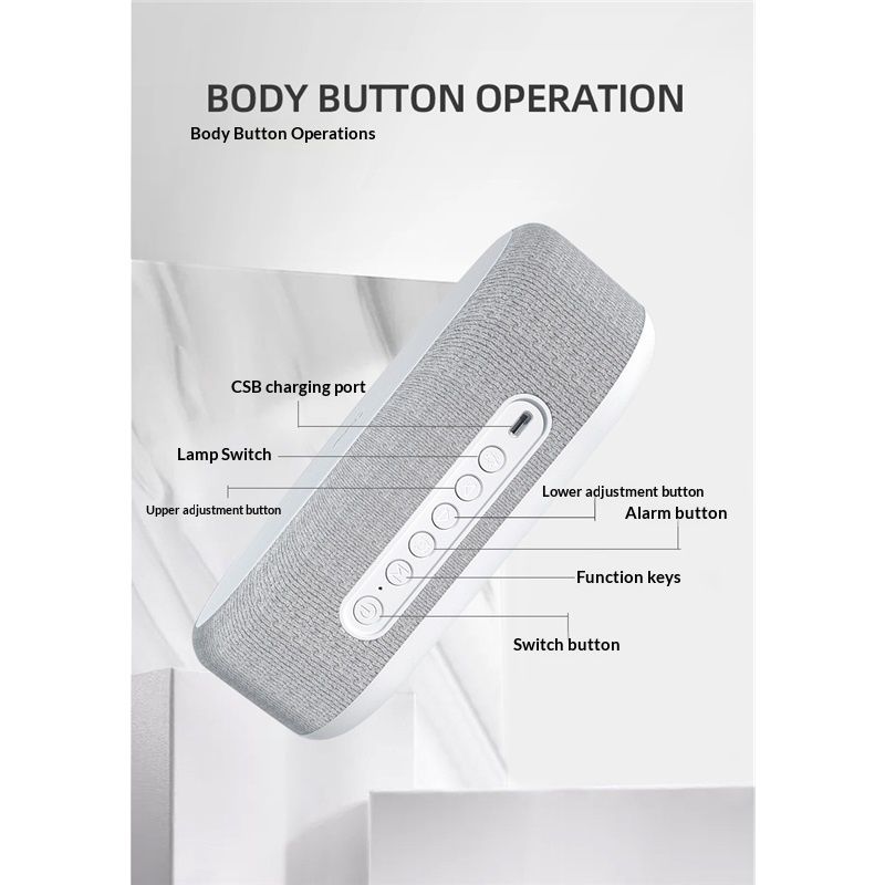 Bluetooth Wireless Speaker, Fast Charging, LED Display, USB Charger, Dimmable Night Light, Alarm Clock V1192-AZ-W-2755