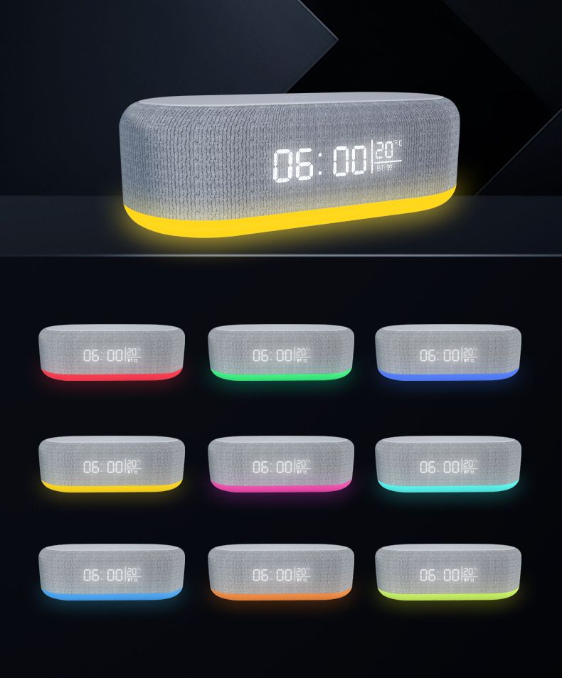 Bluetooth Wireless Speaker, Fast Charging, LED Display, USB Charger, Dimmable Night Light, Alarm Clock V1192-AZ-W-2755