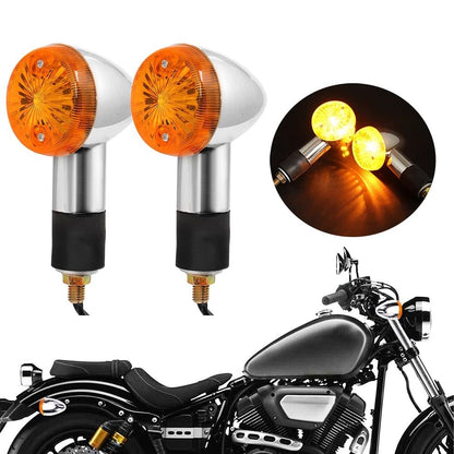 4pcs Motorcycle Turn Signals Bullet Front Rear Lights, Light Rear Indicator Blinkers Universal Fits (Retro V1192-AZ-W-2757