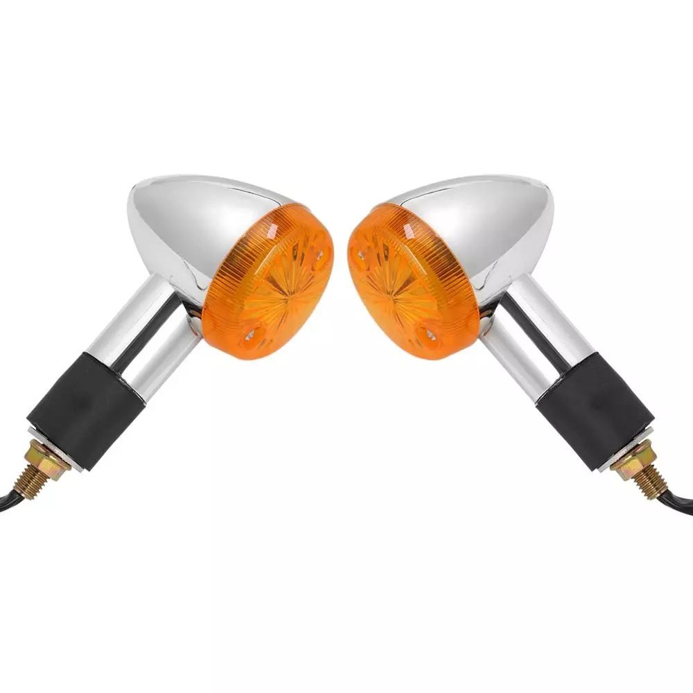 4pcs Motorcycle Turn Signals Bullet Front Rear Lights, Light Rear Indicator Blinkers Universal Fits (Retro V1192-AZ-W-2757