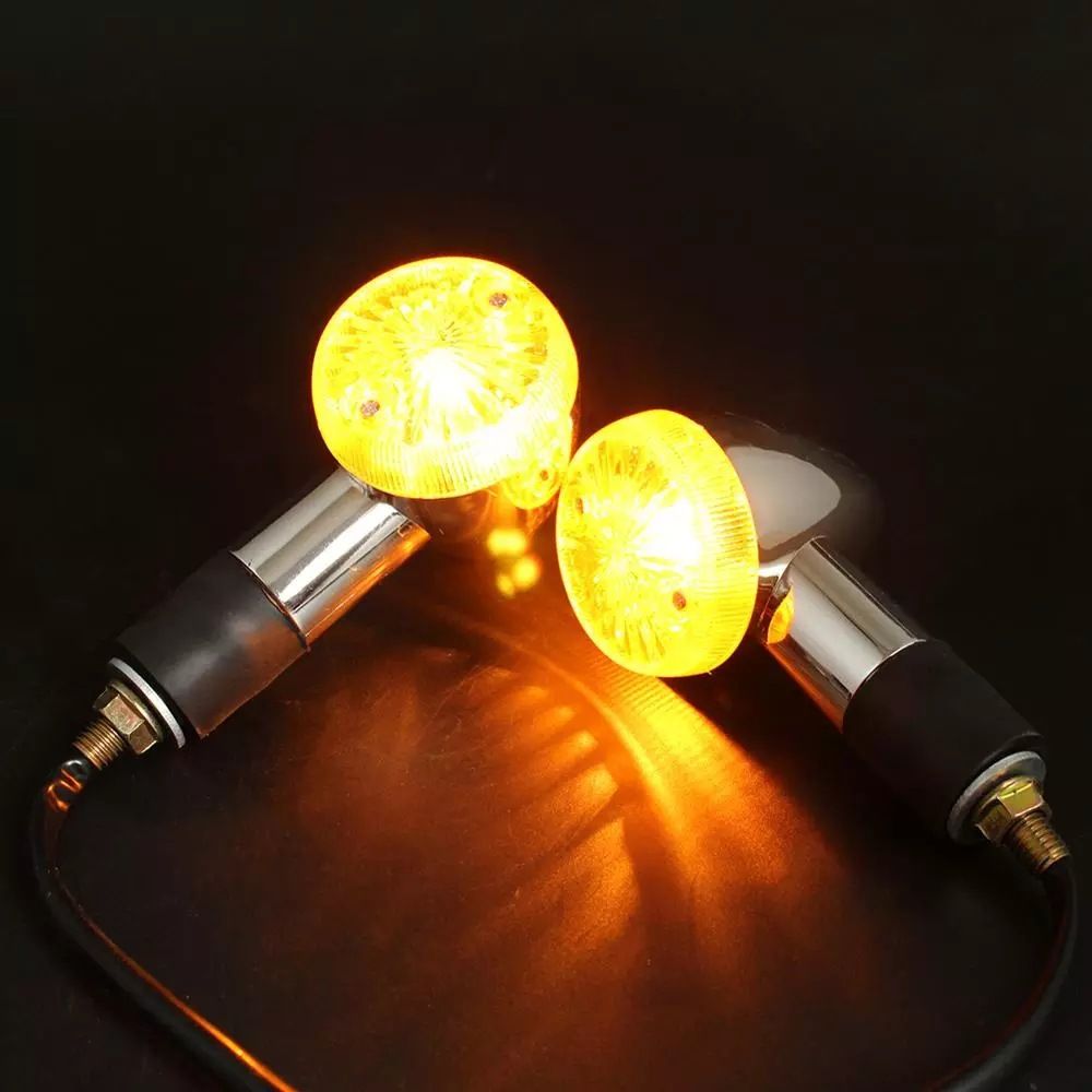 4pcs Motorcycle Turn Signals Bullet Front Rear Lights, Light Rear Indicator Blinkers Universal Fits (Retro V1192-AZ-W-2757