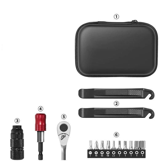Bike Repair Tool Kit with 10 Magnetic Bits - Alloy Multitool for Bicycle, MTB, Road Cycling - Portable V1192-AZ-W-2764