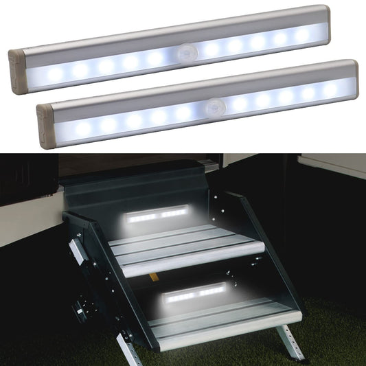 Motion Activated RV Step Lights, 10 LED Battery Operated Motorhome Motion Sensor led Light Strip, Magnetic V1192-AZ-W-2774