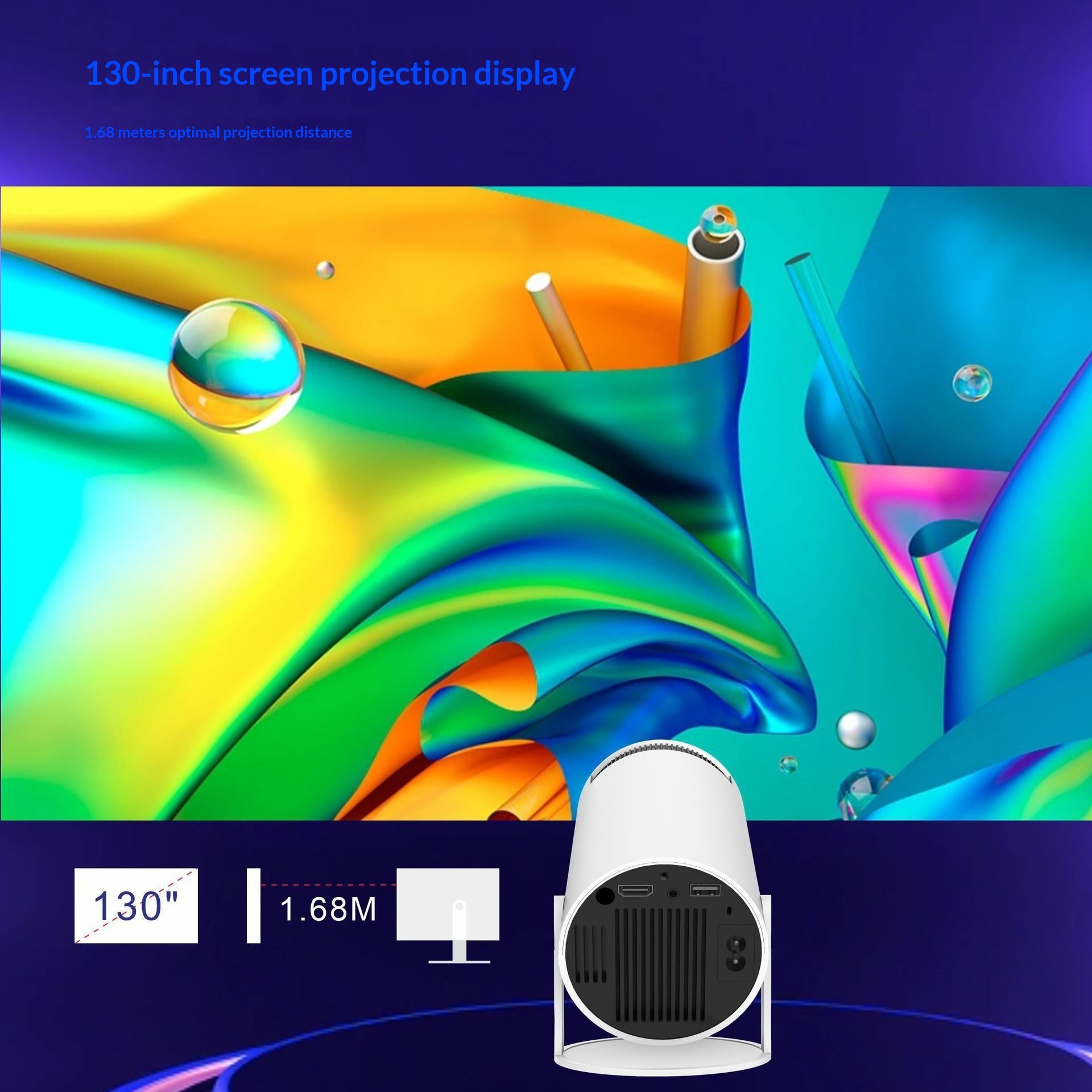 Mini Projector Smart Portable Projector with 180 degrees Rotation, Auto Keystone, Support 1080P, Compatible V1192-AZ-W-2778