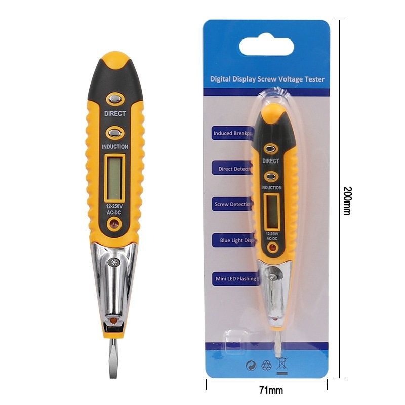 Test Screwdriver, Voltage Detector Pen Light Circuit Tester Electric Test Pen Screwdriver Contact Induction V1192-AZ-W-2780