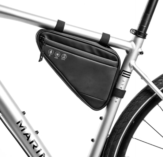 Bike Frame Storage Bag, Water Resistant Reflective Bicycle Triangle Bag with Two Side Pockets, Strap-On Under V1192-AZ-W-2782