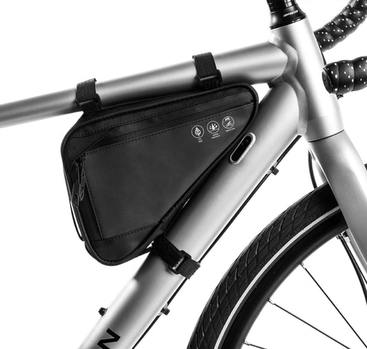 Bike Frame Storage Bag, Water Resistant Reflective Bicycle Triangle Bag with Two Side Pockets, Strap-On Under V1192-AZ-W-2782