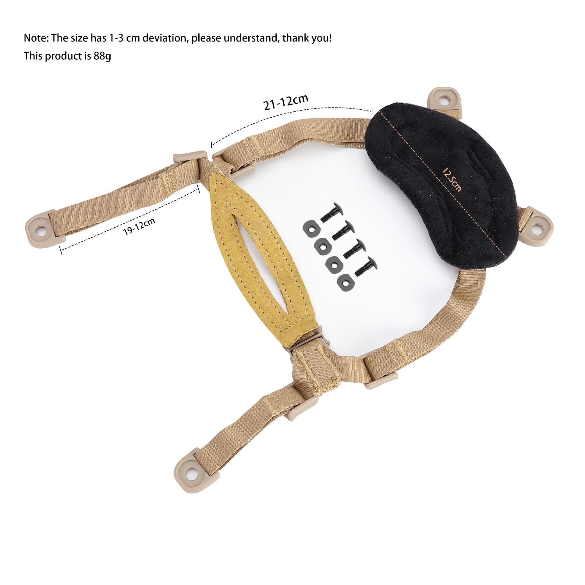 Helmet Chin Strap 4 Points for Tactical Fast Bump Helmets Helmet Scrim, Suspension System with Bolts and V1192-AZ-W-2785