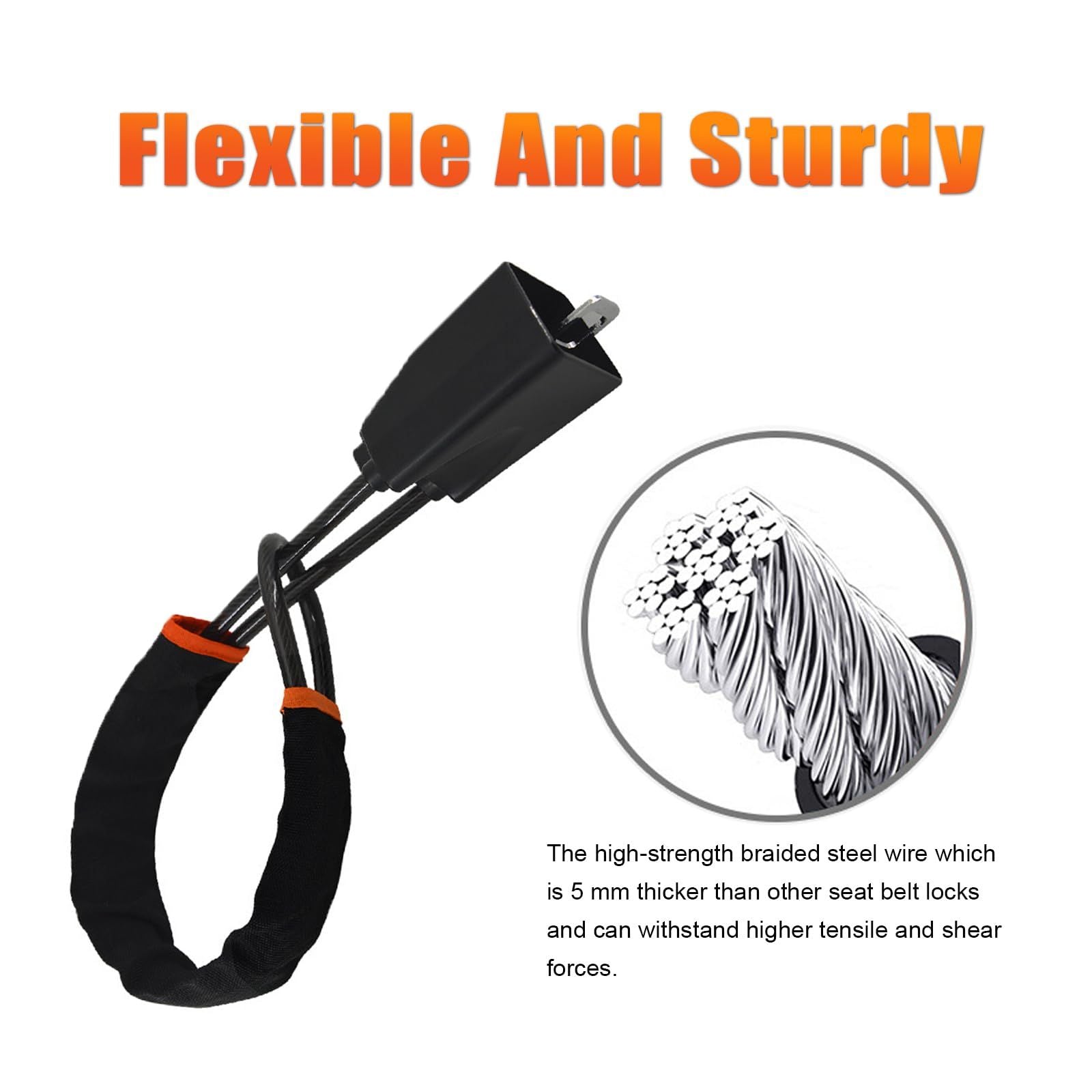 Car Steering Wheel Lock, Seat Belt Lock, Anti-Theft Device, Small and Light-Weight, Multi-Functional, Fit V1192-AZ-W-2788