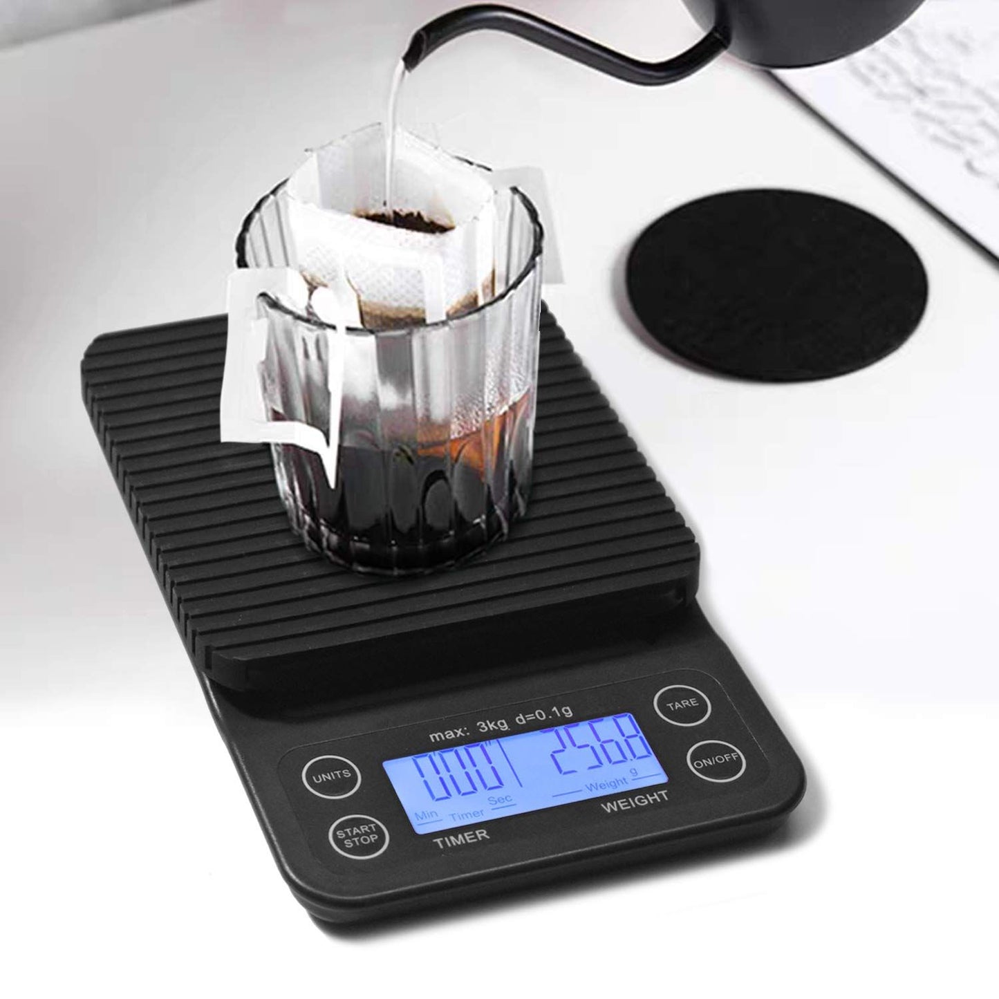 3KG electronic scaleCoffee Scale with Timer Small, Espresso Scale with Timer Small, Espresso Coffee Scale V1192-AZ-W-2802