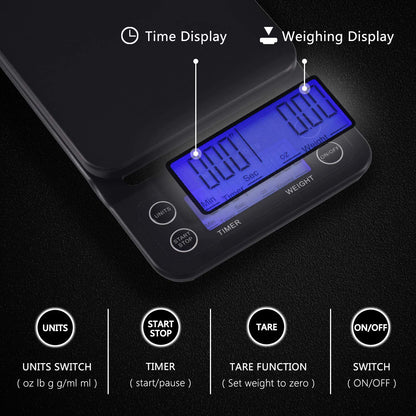 3KG electronic scaleCoffee Scale with Timer Small, Espresso Scale with Timer Small, Espresso Coffee Scale V1192-AZ-W-2802