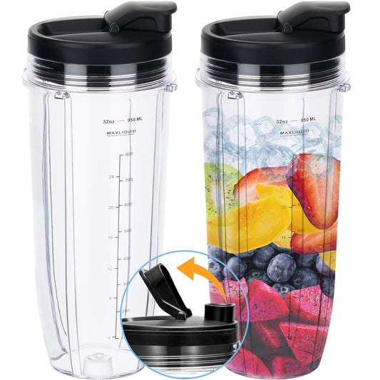 Replacement 32oz Blender Cup with Sip & Seal Lid For BL450 BL454 Bl455 BL456 BL480 BL481 BL482 BL490 BL640 V1192-AZ-W-2804