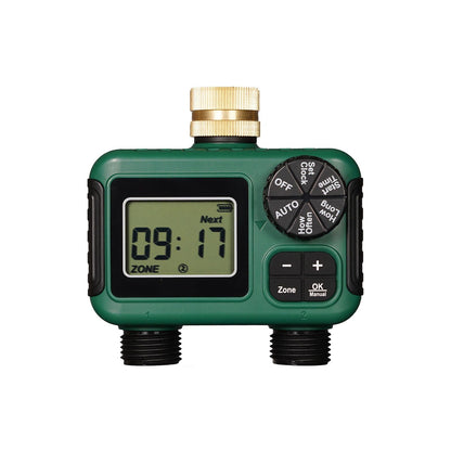 2 Outlet Sprinkler Timer, Water Timer, Programmable Garden Hose Timer with Rain Delay, Manual& Automatic V1192-AZ-W-2812