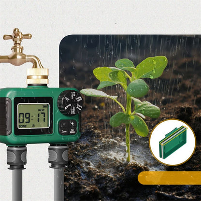 2 Outlet Sprinkler Timer, Water Timer, Programmable Garden Hose Timer with Rain Delay, Manual& Automatic V1192-AZ-W-2812