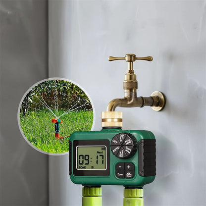 2 Outlet Sprinkler Timer, Water Timer, Programmable Garden Hose Timer with Rain Delay, Manual& Automatic V1192-AZ-W-2812