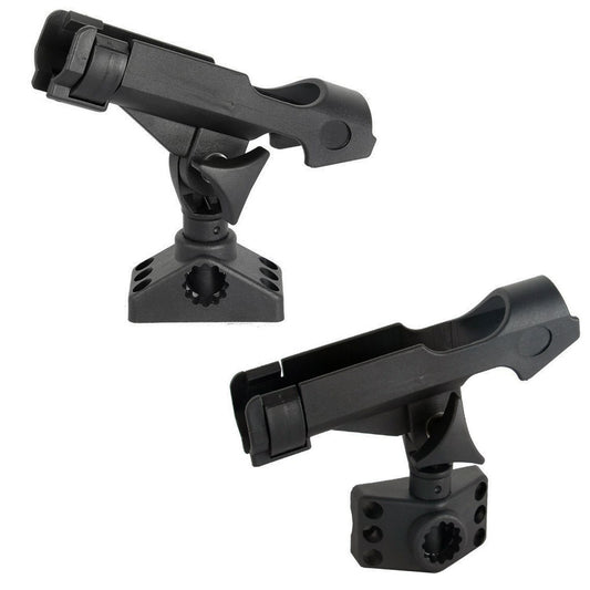 2 Pack Spinning Rod Holder with Side Deck Mount Fishing Rod Holder Adjustable Fishing Boat Rod Holder, Black V1192-AZ-W-2819