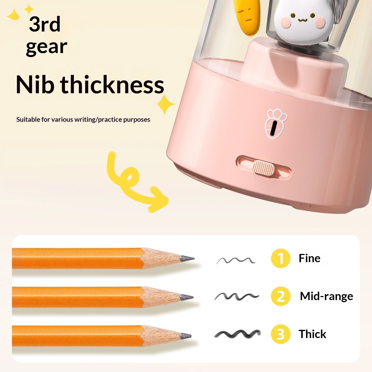 Colored Pencil Sharpener for Kids Gift, Rechargeable Electric Pencil Sharpener, Auto Stop, V1192-AZ-W-2837