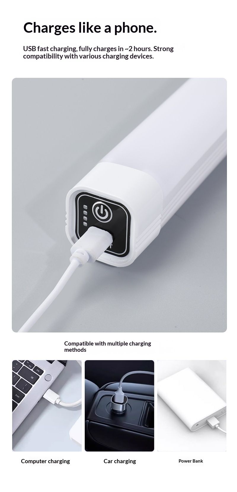 Rechargeable Magnetic Task Light, Battery Operated Lights, Dimmable, Closet Light, Wireless, Portable Light, V1192-AZ-W-2844