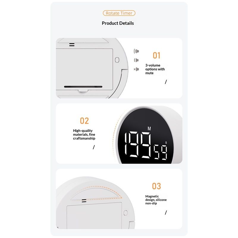 Digital Kitchen Timer - Magnetic Countdown Countup Timer with Large LED Display Volume Adjustable, Easy for V1192-AZ-W-2846