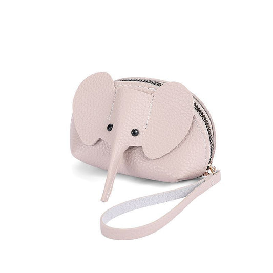 Leather Coin Purse Leather Elephant Keychain Wallet Small Coin Pouch with Keychain Leather Wallet Cute V1192-AZ-W-2860