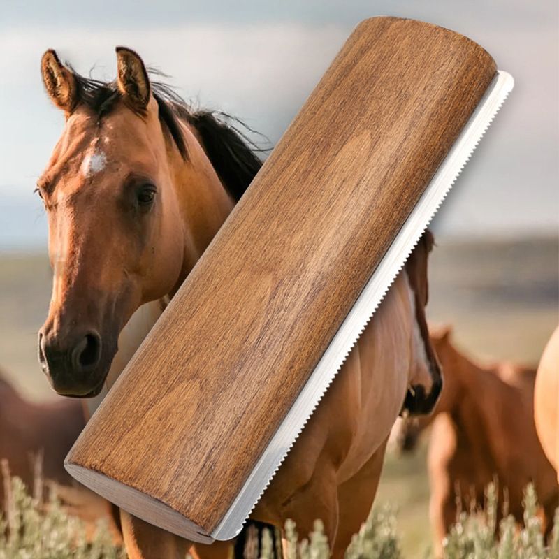 Original Deshedding Grooming Tools for Horse, Cats & Dogs Easy Ergonomic Wooden Handle Professional Brush V1192-AZ-W-2875