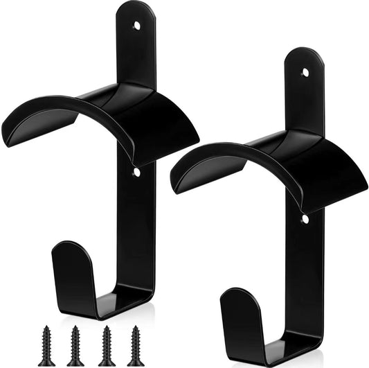 2pcs Horse Bridle Rack Wall Mount Black Metal Bridle Holder with Hook and Screws Bracket for Horse Barn Tack V1192-AZ-W-2876