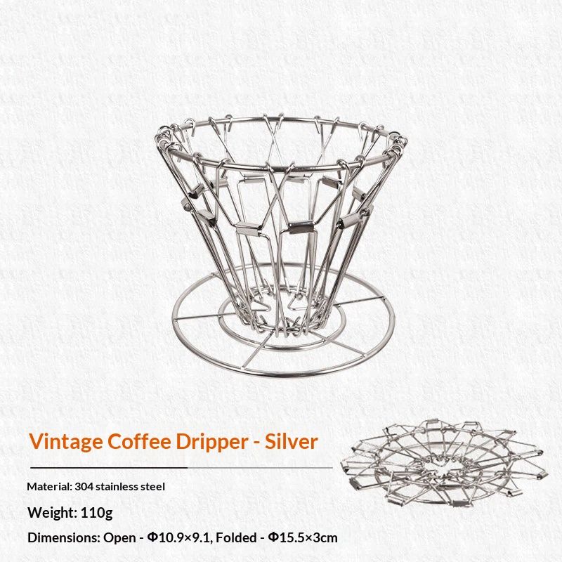 Collapsible Pour Over Coffee Maker - stainless steel Coffee Dripper Set For Camping & Travel(silvery) V1192-AZ-W-2891