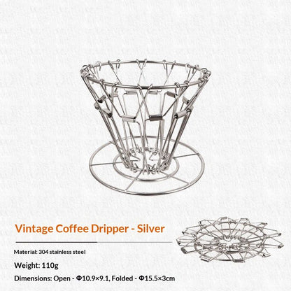 Collapsible Pour Over Coffee Maker - stainless steel Coffee Dripper Set For Camping & Travel(silvery) V1192-AZ-W-2891