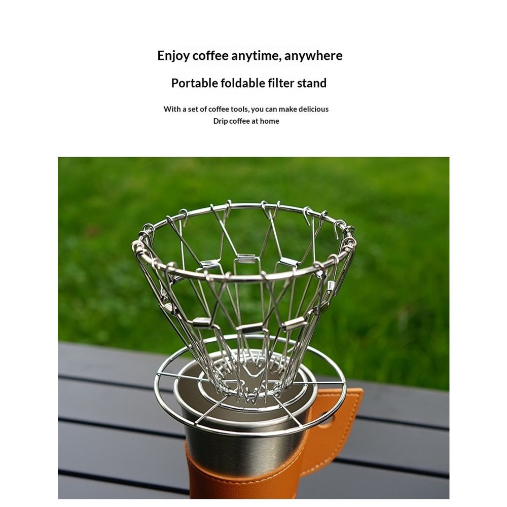 Collapsible Pour Over Coffee Maker - stainless steel Coffee Dripper Set For Camping & Travel(silvery) V1192-AZ-W-2891