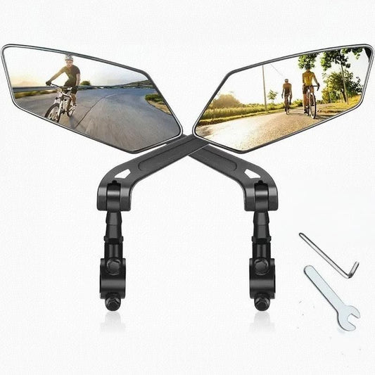 1 Pair Bike Mirror Handlebar [Left + Right], HD Glass Bicycle Mirror, 360 degrees Rotatable Adjustable V1192-AZ-W-2900