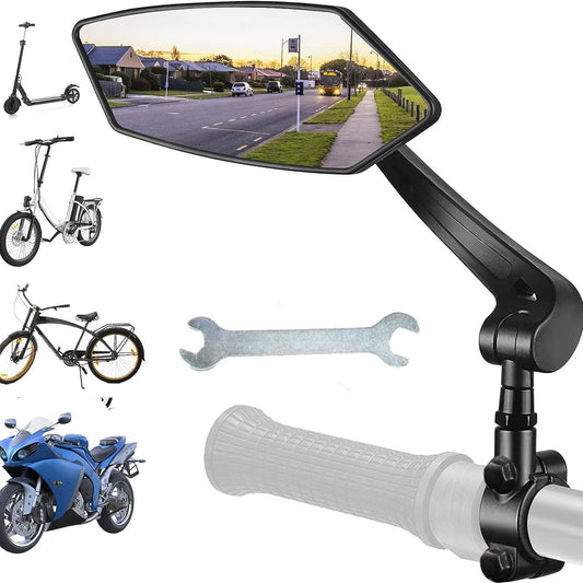 1 Pair Bike Mirror Handlebar [Left + Right], HD Glass Bicycle Mirror, 360 degrees Rotatable Adjustable V1192-AZ-W-2900