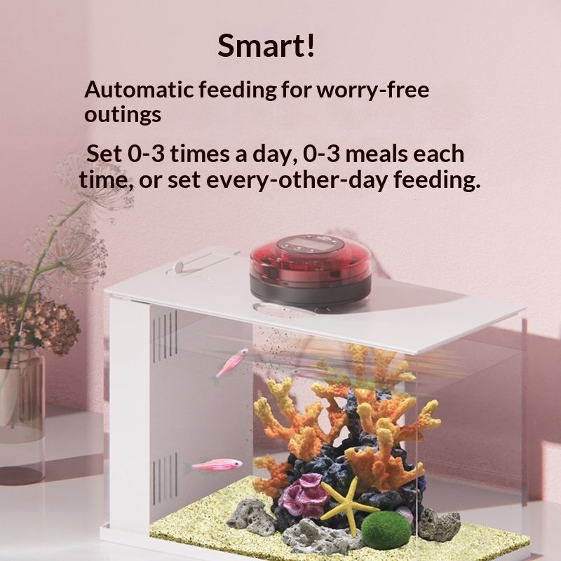 Automatic Fish Feeder for Aquarium - Moisture-Proof and Precision Feeding Betta Vacation Feeder, USB V1192-AZ-W-2905