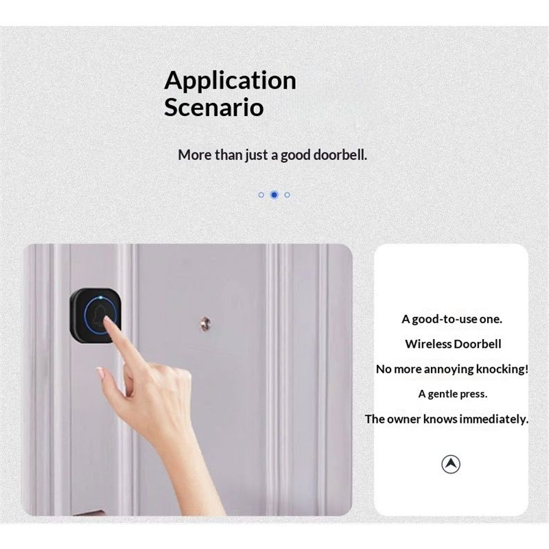 Wireless Doorbell, Door Bell Kit, Distinguish Front and Rear Doors, for Home Office Classroom(One drag, two V1192-AZ-W-2906