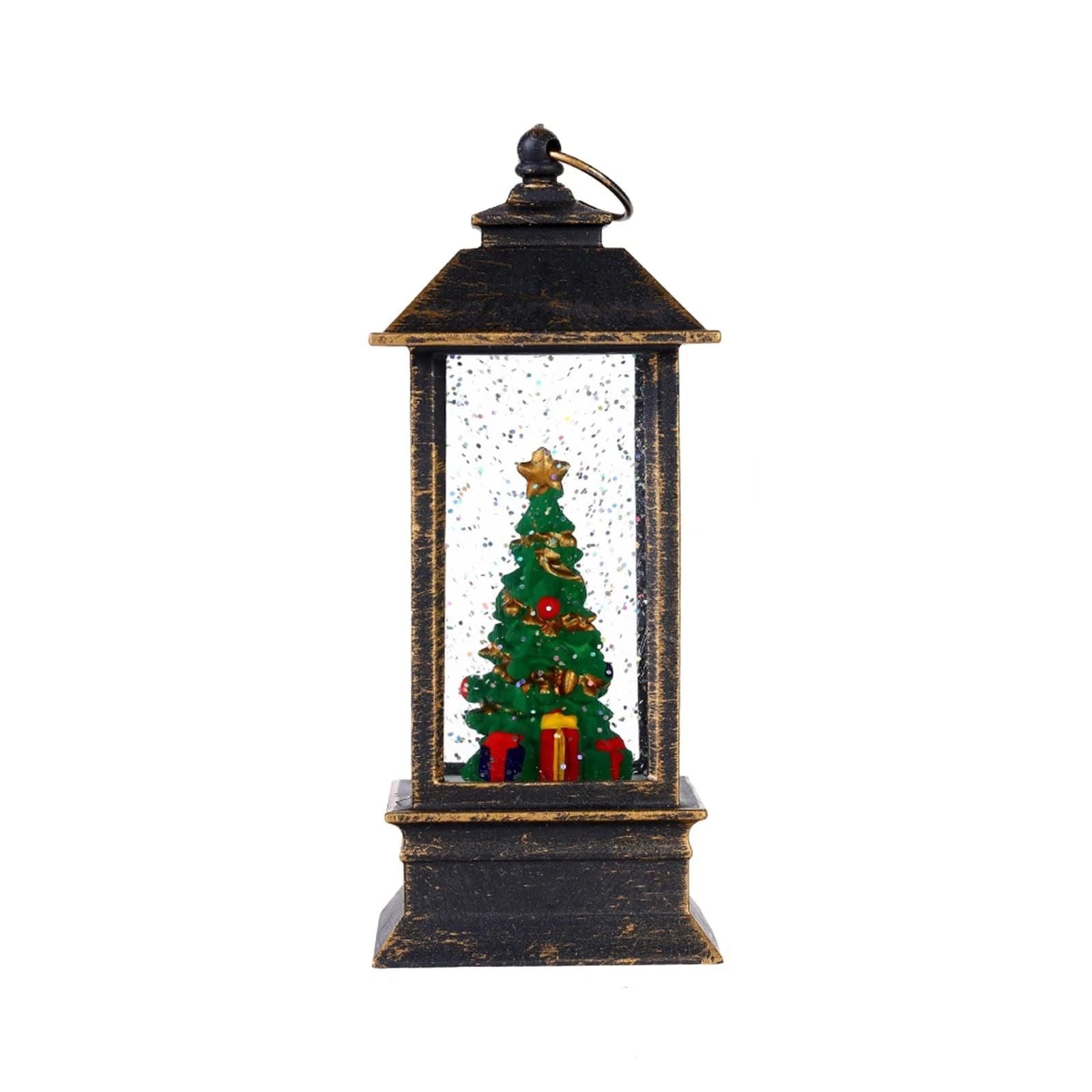 Snow Globe Christmas Lantern Decorations, Snow Globe Lantern with Swirling Glitter, Christmas Tree Lighted V1192-AZ-W-2907